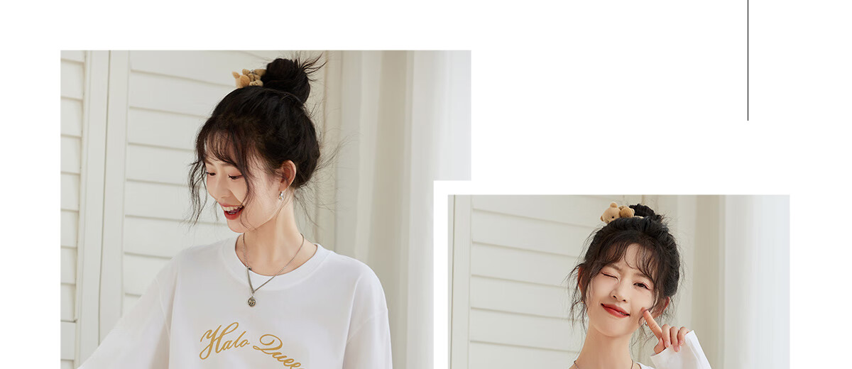 Halo Queen Women's Summer Short-Sleeve Round Neck T-Shirt, Cute Rabbit Print T-Shirt, Loose-Fitting Slimming Top, Women's H143T1417 51