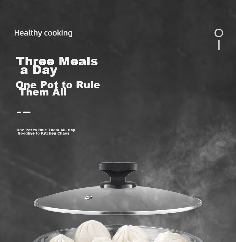 Hui Dang Jia Multifunctional Electric Cooker with Timer, Steamer Pot, Wok, Versatile Pot, Hot Pot, 304 Stainless Steel Pot HDJQJG5-30 Single Pot 12