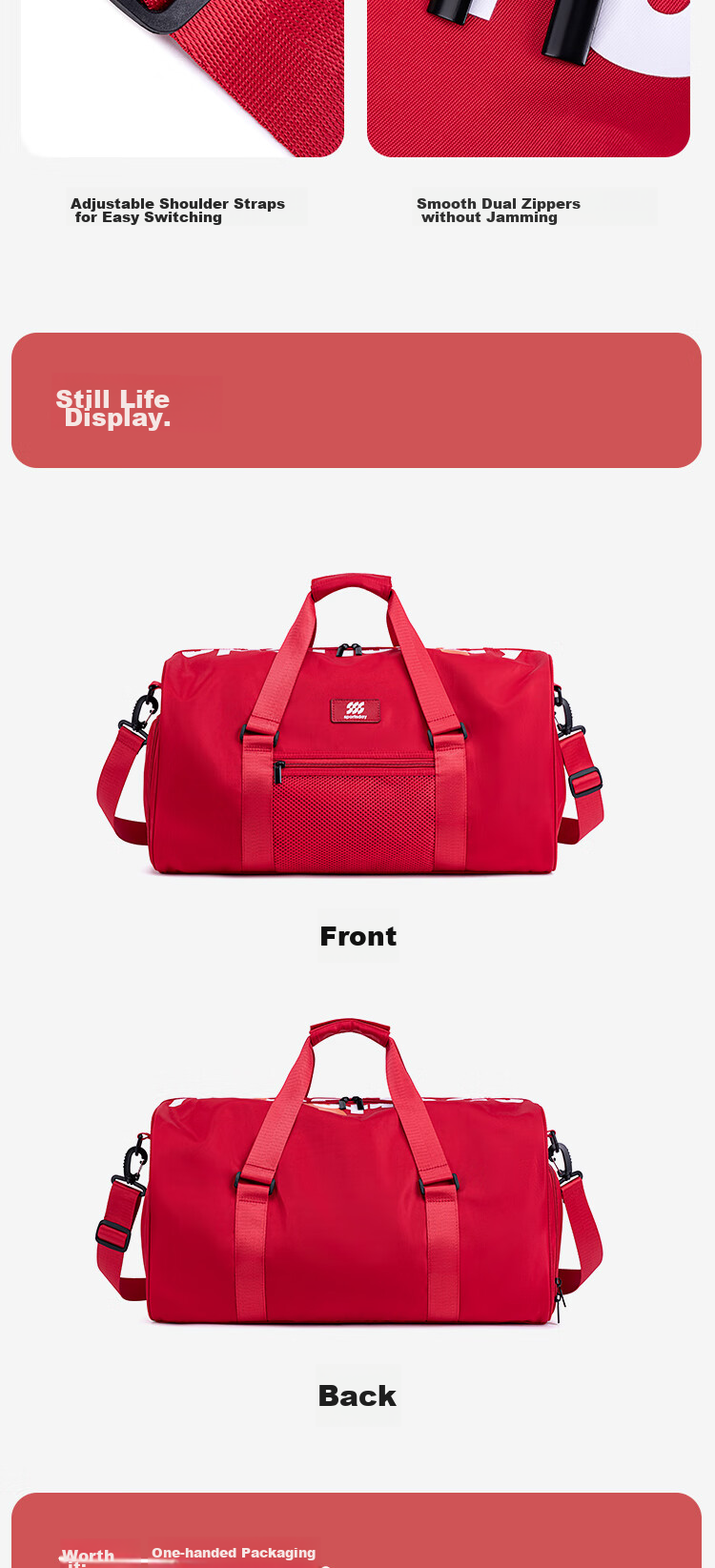 HLA Travel Bag for Men And Women, Dry And Wet Separation Fitness Bag, Water-Resistant Storage Sports Backpack, Large Capacity Swimming Bag, Red 15