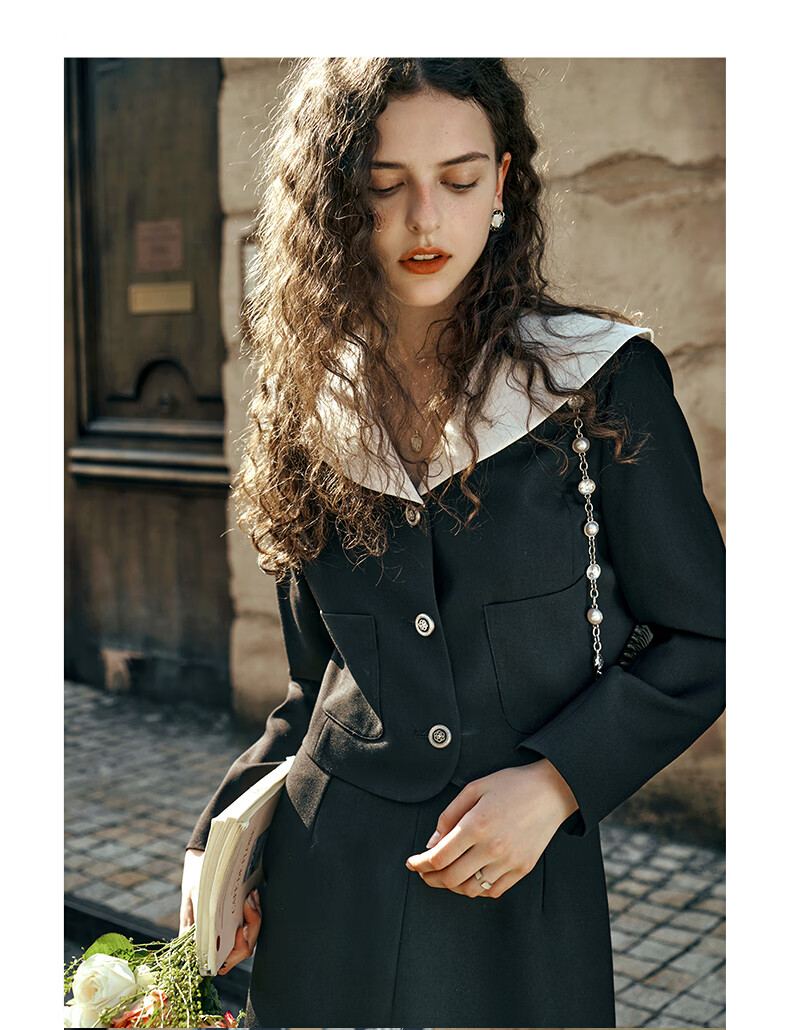 Olrain Eurielle Black Chic Short Jacket Women's Autumn New Elegant Top Coat (Second Batch) XL 20