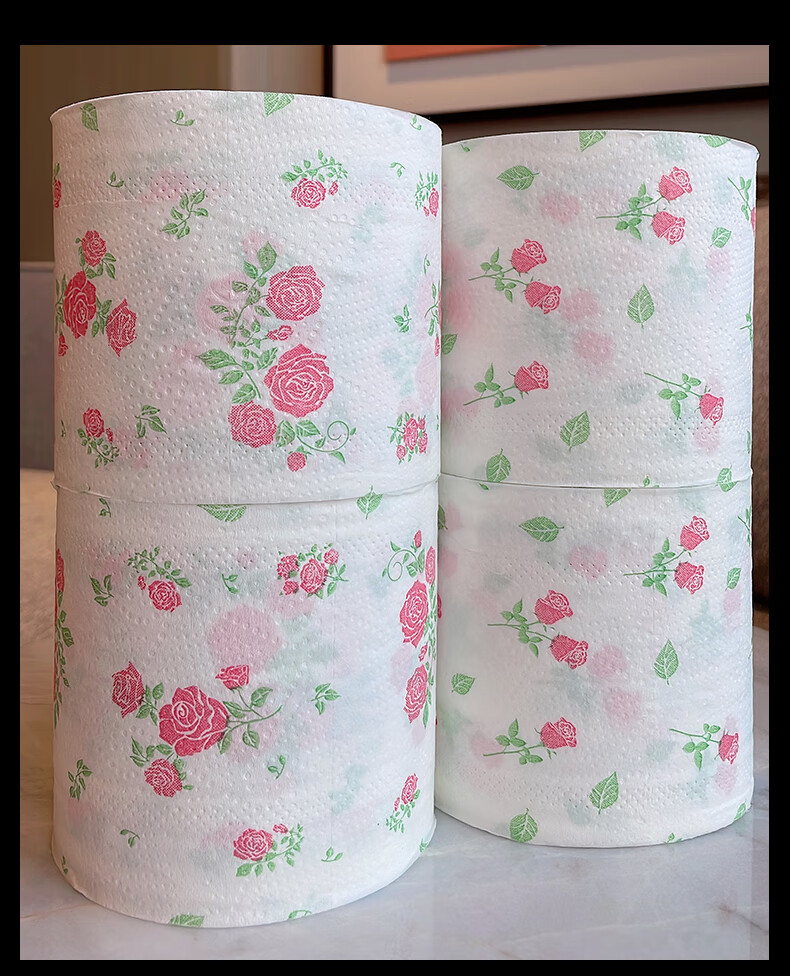 Rinuo Japanese Imported Rose Scented Toilet Paper, Water-Soluble And Quick-Dissolving, Core Roll Paper with Printed Pattern, 1 Pack 16