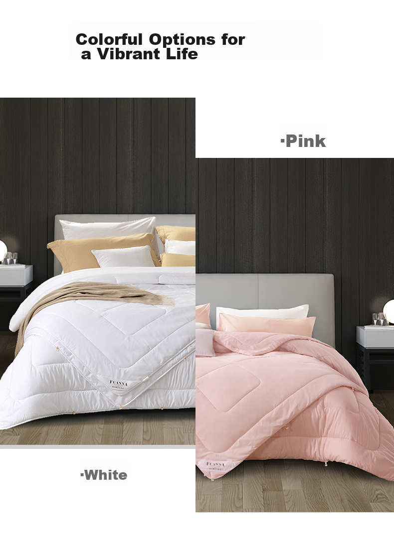 FUANNA Warm Seven-Hole Antibacterial Fiber Comforter, Two-In Mother-Child Quilt, All-Season Duvet, 9.3 Jin (4.65 Kg), 230*229cm, Pink 11