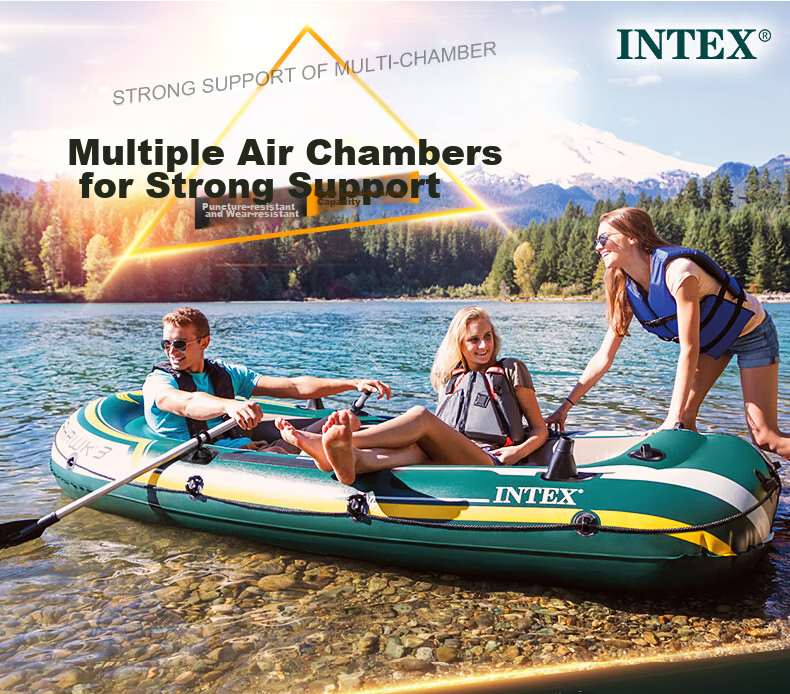 INTEX Challenger Two-Person Inflatable Boat, Thickened Rafting Kayak, Single Or Double Fishing Boat, Wear-Resistant Assault Boat 68306 2