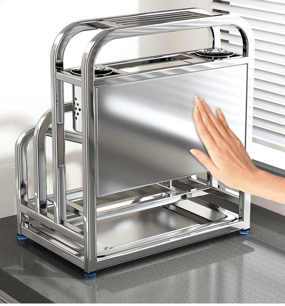 Shuaishi Kitchen Stainless Steel Knife Holder, Utensil Storage Rack, Cutting Board Organizer, Chopstick Cage, And Pot Lid Integrated Storage Rack 10