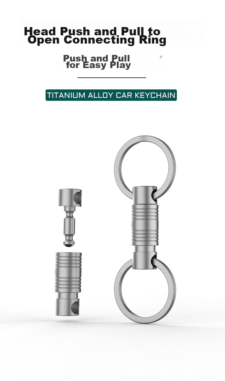 YORA Titanium Alloy Bidirectional Quick-Release Car Key Ring Hook, Universal Ring Keychain, Portable Parent-Child Hook, Keyring Hook for Me 4