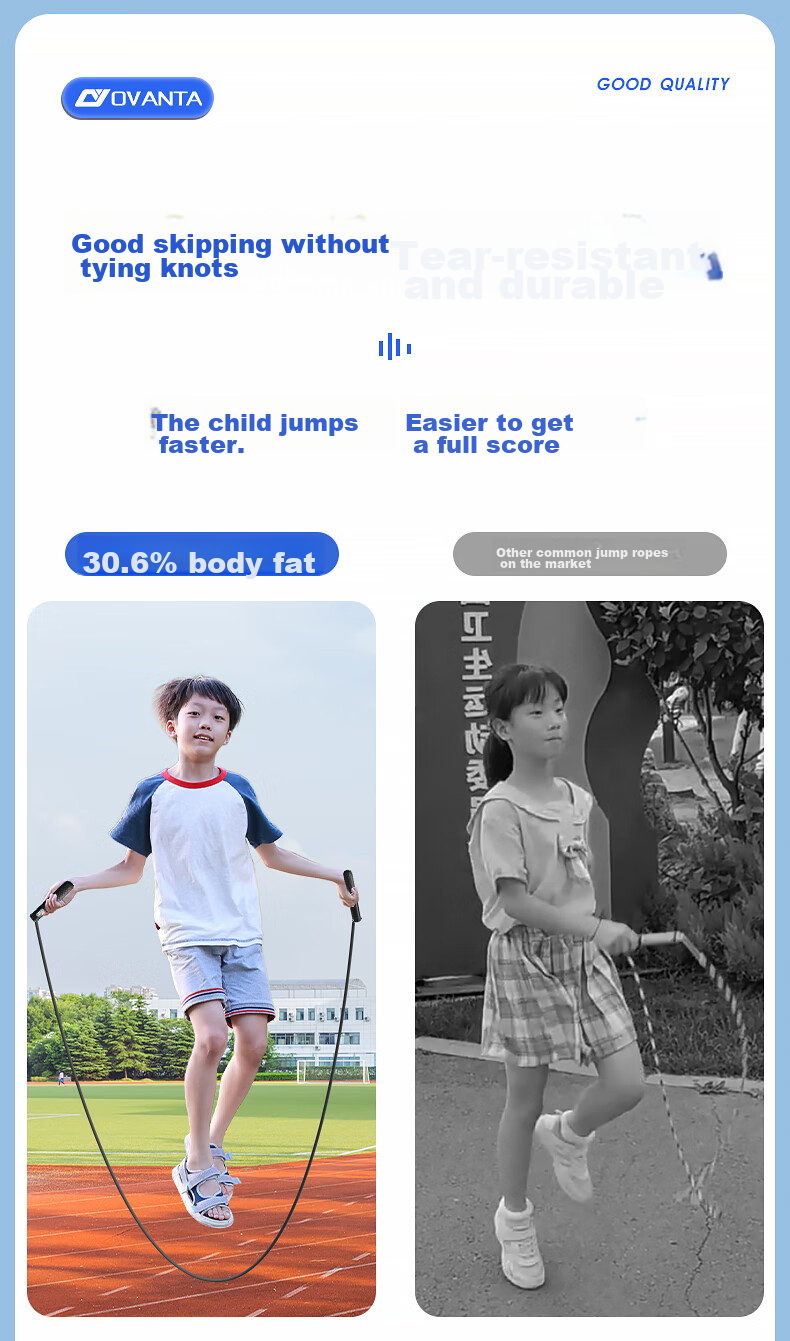 Oufanda Jump Rope for Middle School Entrance Exam, Primary School Students, Children's Physical Education Competition, Speed Racing Professional Jump Rope 22