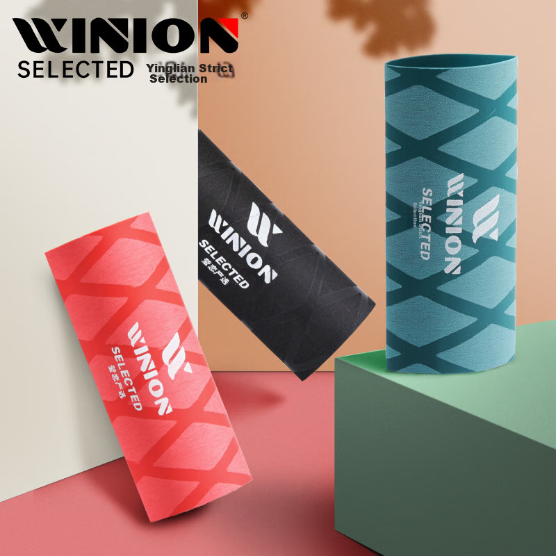 WINION Selected Table Tennis Racket Heat Shrink Grip Tape, Non-Slip Sweat-Absorbing Handle Cover, Black Red Green Set