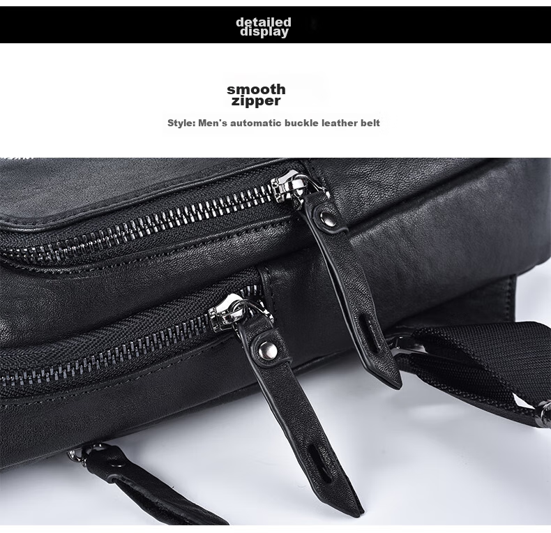 Hush Puppies Chest Bag, Men's Crossbody Bag, Waist Pack, Retro Casual Large Capacity Men's Bag, Vegetable Tanned Leather Sports Shoulder Bag, Gift 16