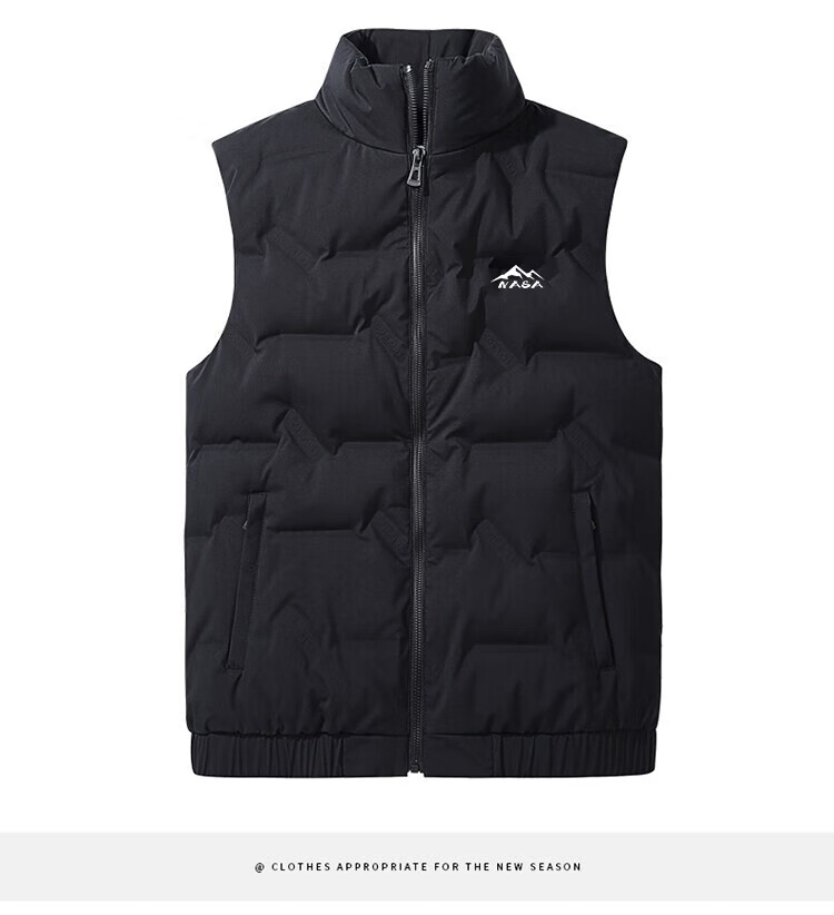 NASA MARVEL Men's Winter Down Vest Short Sleeveless Down Jacket Warm Black 4XL 2