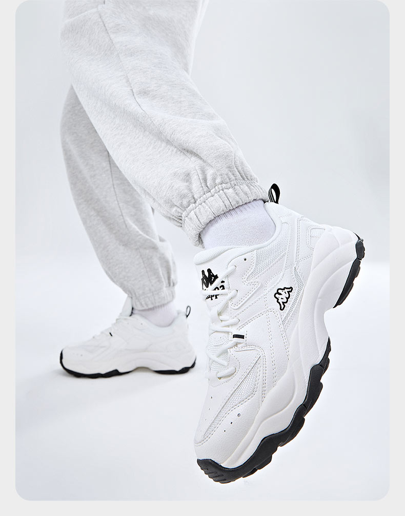 kappa卡帕老爹鞋2022新款女解构运动鞋厚底复古跑鞋休闲旅游鞋 韩国白