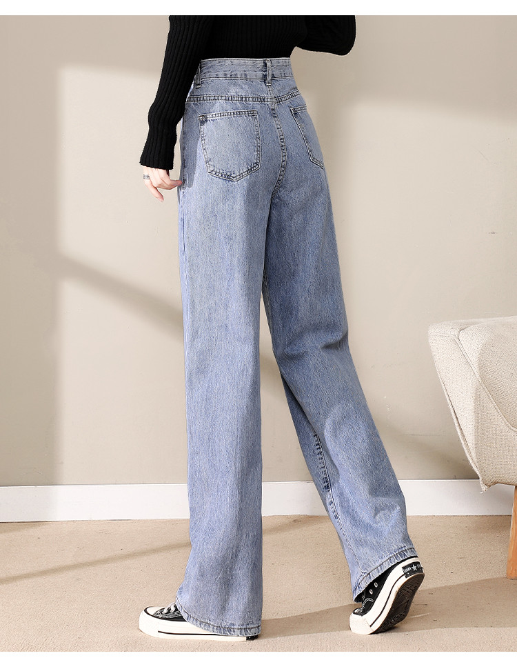 Jeanswest Women's Summer 2026 Thin High-Waist Wide-Leg Capri Denim Shorts Retro Blue M 12