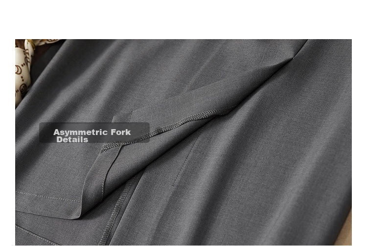 Sentubila Stylish Asymmetric Slit Midi Skirt, Urban Commuter Irregular High-Waisted Pencil Skirt, Gray, S 31
