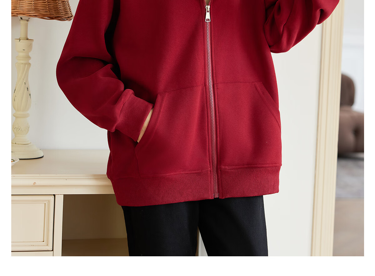Halo Queen Women's Hoodie Jacket, Zip-Up Sweatshirt, New Year Red Outfit Top H143U1004 21