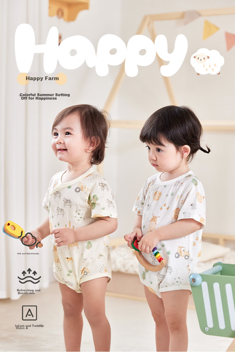 Wismorni Infant Short-Sleeve Bodysuit, Summer Thin Style, Baby Romper, Triangle Onesie, Summer Sleepwear 1