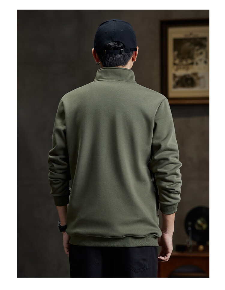 JEEP High-End Stand-Collar Sweatshirt for Men, Spring And Autumn 2026, Loose-Fitting Sports Polo Shirt with Collar, Long-Sleeve T-Shirt Top for Me 10