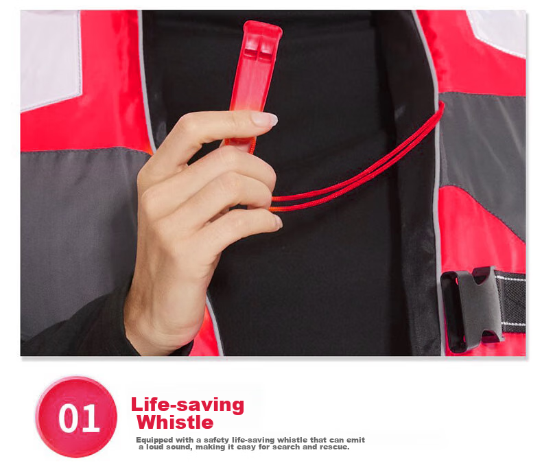 ASORAIN Red Safety Buckle Adult Life Jacket Swimwear with Whistle for Outdoor Flood Prevention, Emergency Rescue And Rafting 11