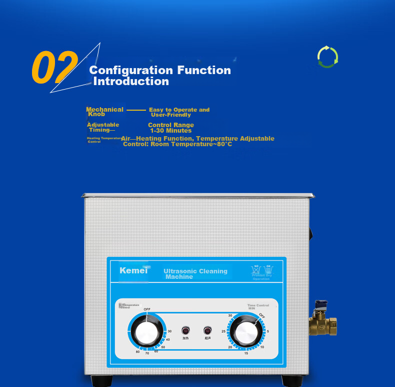KM Ultrasonic Cleaner, Industrial And Commercial Use, for Optical Lenses, Removes Oil Stains, Cleaning Device, High Power, Large Capacity, KM-410B 6