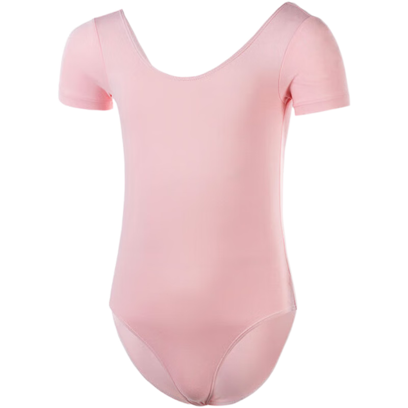 Sansha Children's Dance Leotard Short-Sleeve Ballet Bodysuit Girls Dance Practice Outfit Pink - Open Crotch L
