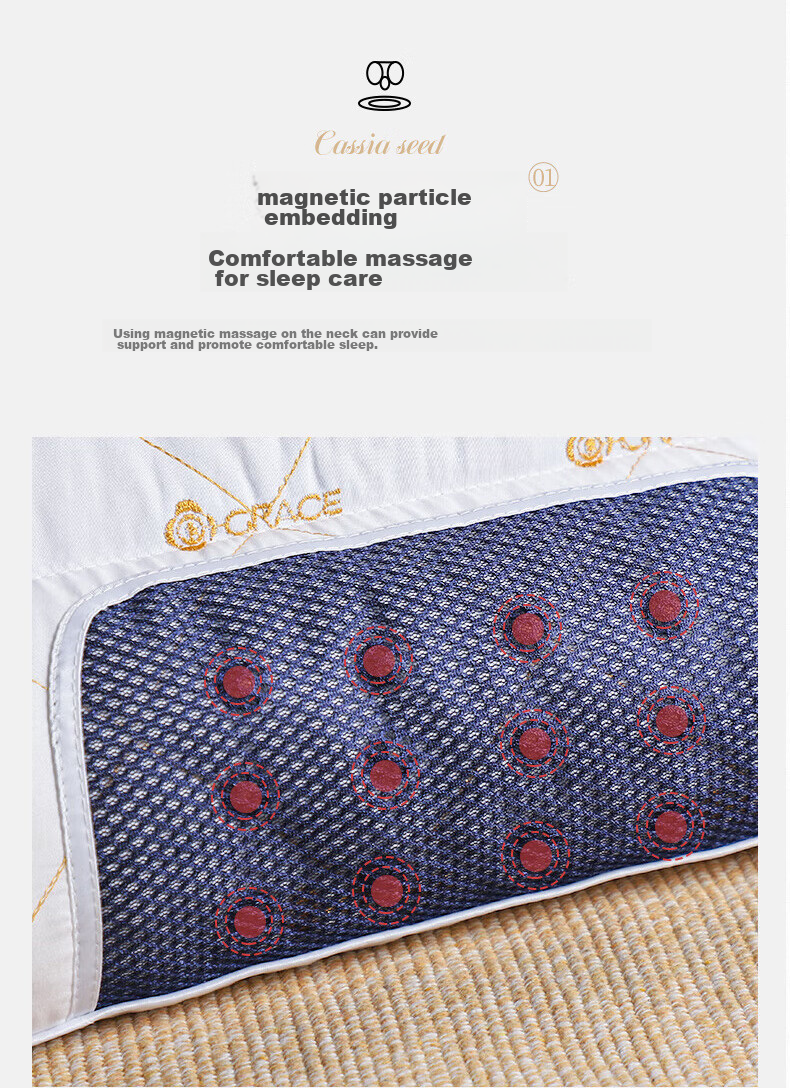 Grace Cassia Seed Pillow Core Cervical Pillow Star-Rated Hotel Herbal Pack Magnetic Pillow 48*74cm 5