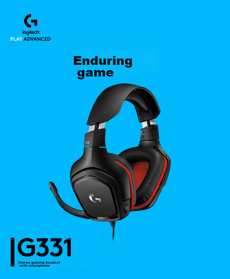 G G331 Over-Ear Gaming Headset with Surround Sound, E-Sports Headphones, Remote Education Microphone, Noise-Cancelling Apex PUBG FPS Sound Positioning - Compatible with Tri-Band Actio 1