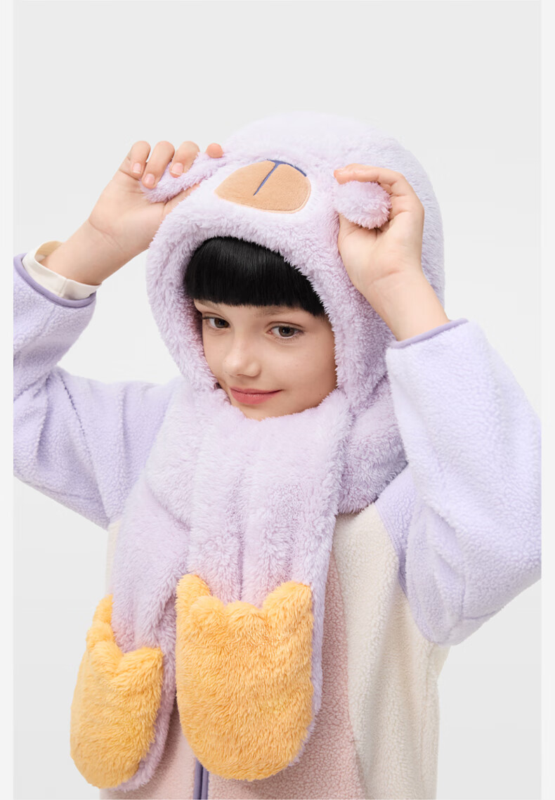 Bananain Basic 320Go Children's Hooded Neck Warmer Scarf, Baby Warm Windproof Fleece-Lined Hat for Girls And Boys 6