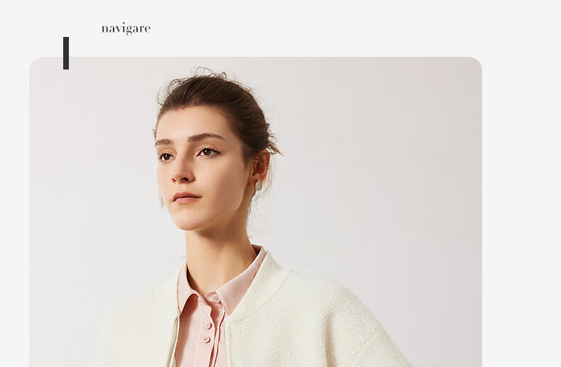 Navikail Italian Small Sailboat Women's All-Wool Knit Short Jacket Baseball Collar Casual Cardigan 2331304501 White XL 16