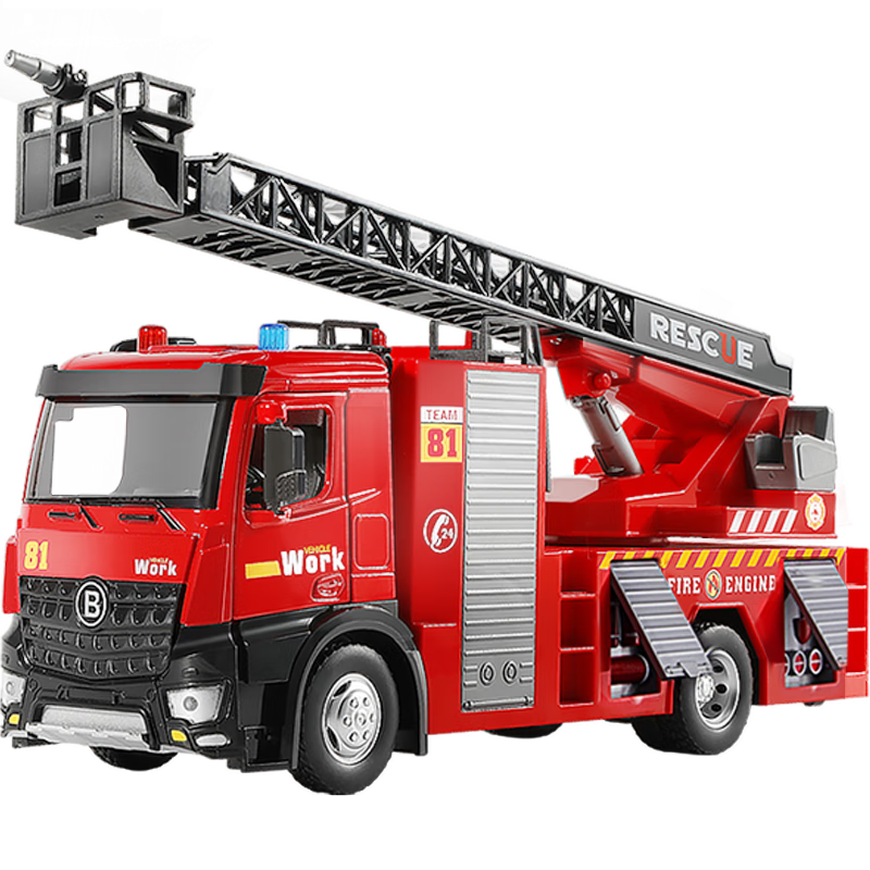 Anby Families Extra Large Children's Alloy Fire Toy, Rescue Ladder Fire Truck Model for Boys And Girls Aged 3-6, Birthday Gift