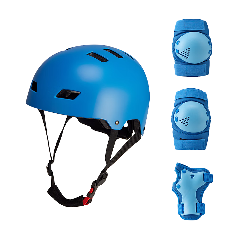 JD Original Children's Roller Skating Protective Gear, Helmet Knee Pads Elbow Pads Palm Guards, Bicycle Skateboard Balance Bike Protective Equipment, Blue S