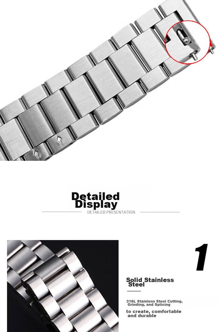 ESCASE Huawei Watch Strap, Compatible with Watch4Pro/Buds/3Pro/GT3/GT2/New Porsche Design/Honor Magic2, Stainless Steel Three-Strand Replacement Band, Black, 46/48mm 7