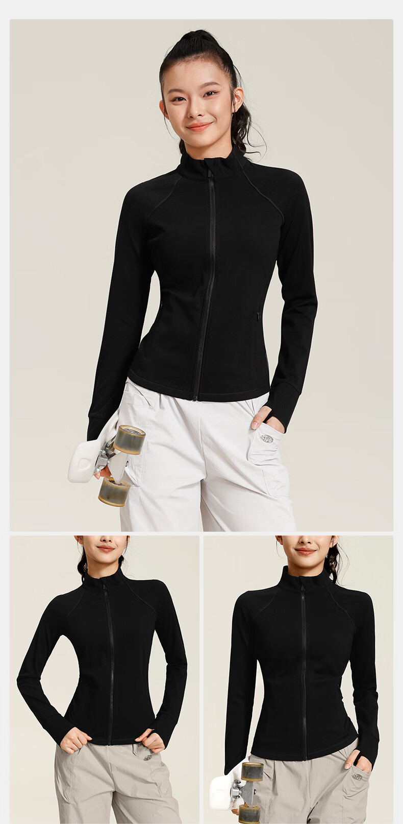 VFU Women's Sports Jacket for Cycling, Running, Outdoor Fitness, Morning Jogging, Exercise And Yoga Wear, Autumn And Winter, Roasted Milk Apricot Color, Size S 17