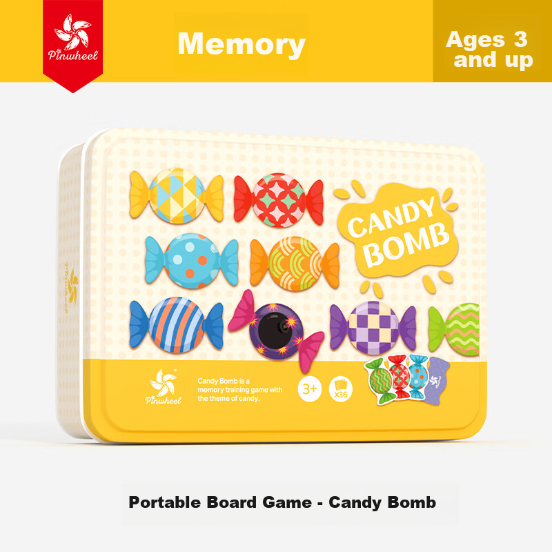 Настольная игра "Candy Bomb" от Pinwheel - развивающая игра на память и логику для детей от 3 лет. Портативная, с ярким дизайном, способствует развитию мышления и взаимодействия между родителями и детьми.
