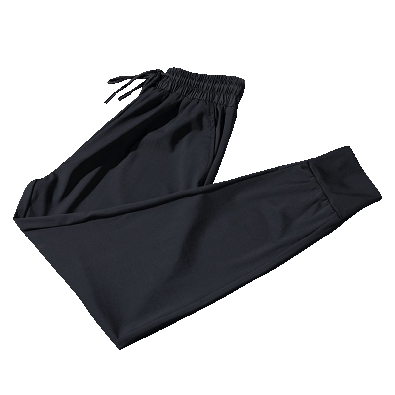 XUEXIMAN Ice Silk Sports Pants for Women, Summer Lightweight Loose Casual Pants, Elastic Ankle Harem Black Slimming Quick-Dry Women's Trousers Black
