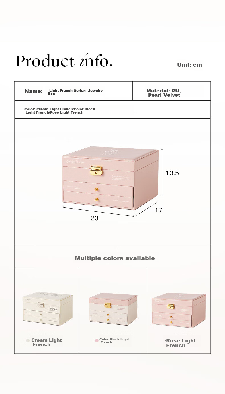 EACHY Three-Tier Lockable Jewelry Box for Gold Necklaces, Earrings, And High-End Exquisite Accessories Storage Box, Patchwork Color 13