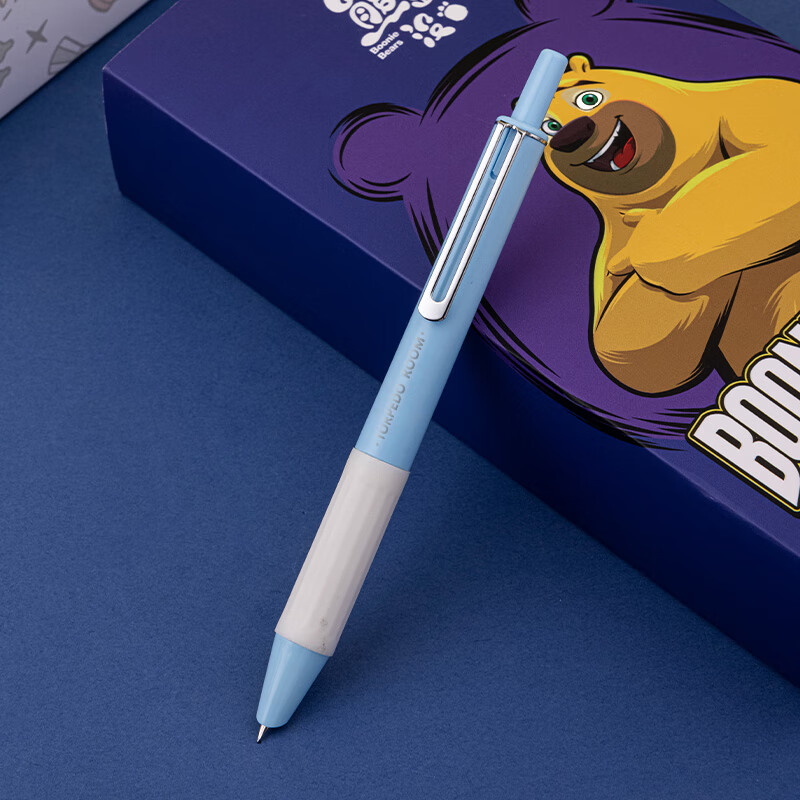 HERO Fountain Pen, Bear Collaboration Gift Box, Third-Grade Elementary School Students' Posture-Correcting Iridium Gold Calligraphy Ink Pen, 3176 Retractable Fountain Pen, Blue, EF Nib
