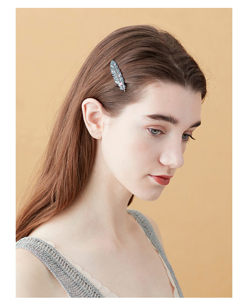 ALEXANDRE DE PARIS Casual Feather Hair Clip, Fashionable And Simple Hairpin, Mid-Autumn Festival Gift, Niche Z Feather Gift Box 9