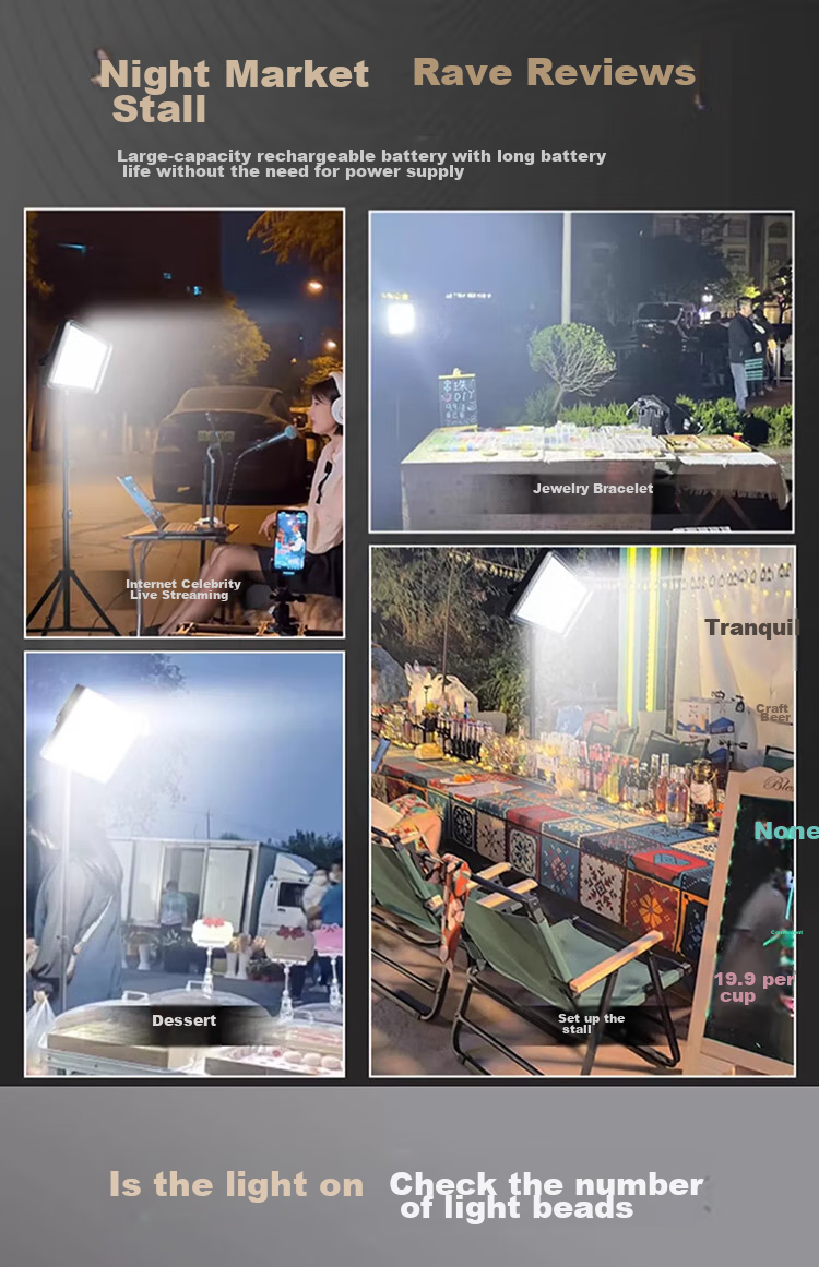 Datouren Street Vendor Lighting, Night Market Stall Light, Outdoor Rechargeable Ultra-Bright Long-Lasting Camping Light with Stand 7