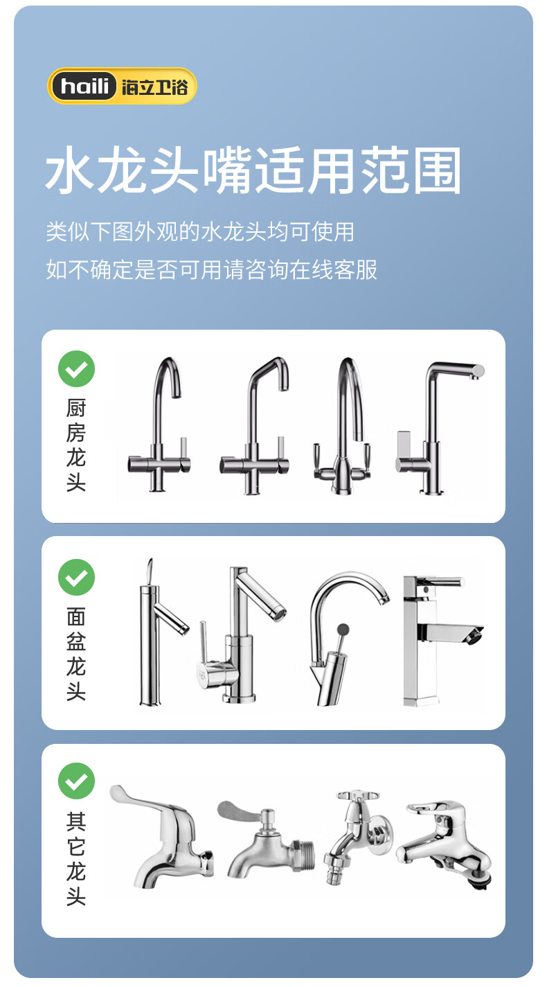 Haili Faucet Extender for Kitchen Sink And Bowl, Three-Level Universal Copper Anti-Splash Head with Aerator, Extended Version Q18 6