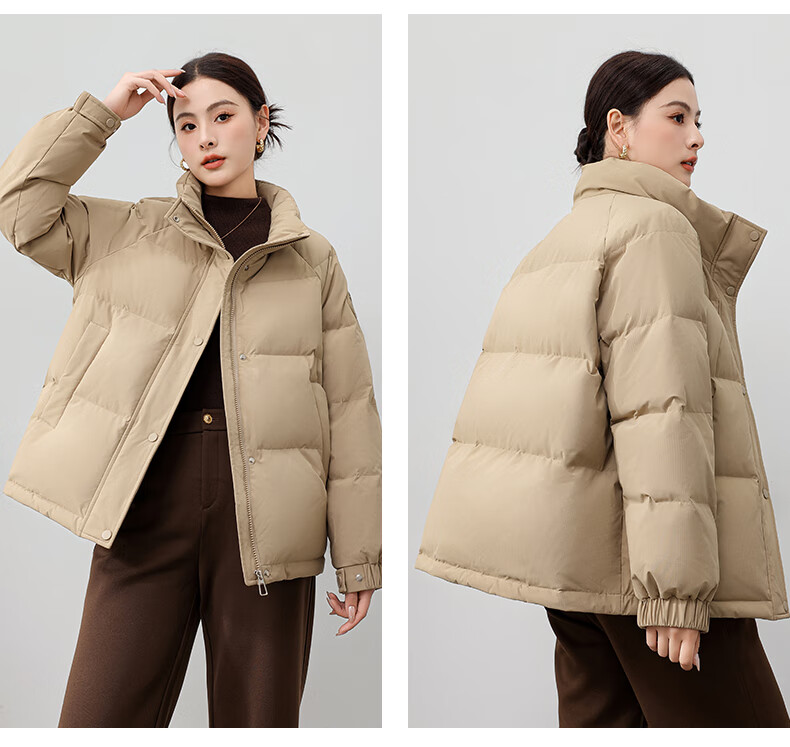 Yalu Short down Jacket for Women, 2026 New Fashion Stand Collar Petite Thick Warm Puffer Coat Autumn Winter Outerwear 16