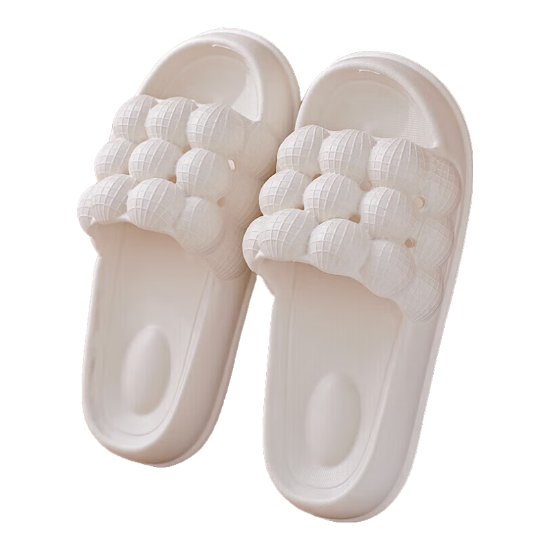 Huameijianbu, Couple's Slippers for Indoor And Outdoor Wear, Non-Slip Thick Sole, Comfortable And Soft, HM2288, White, Size 38-39