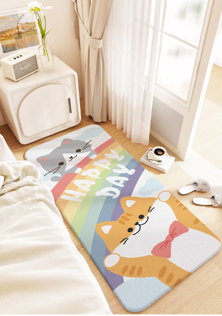 DeXi Bedside Rug, Bedroom Carpet, Cartoon Fun Long Strip Rug, Bedside Mat, 60x180cm 11