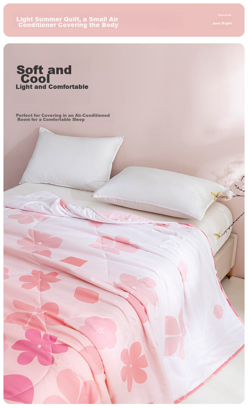 CROWN Summer Cooling Quilt Air Conditioning Blanket 1.5m x 2m Single Summer Quilt Four Seasons Universal Class A Machine Washable Bare Sleep Spring Autumn Quilt Core 2