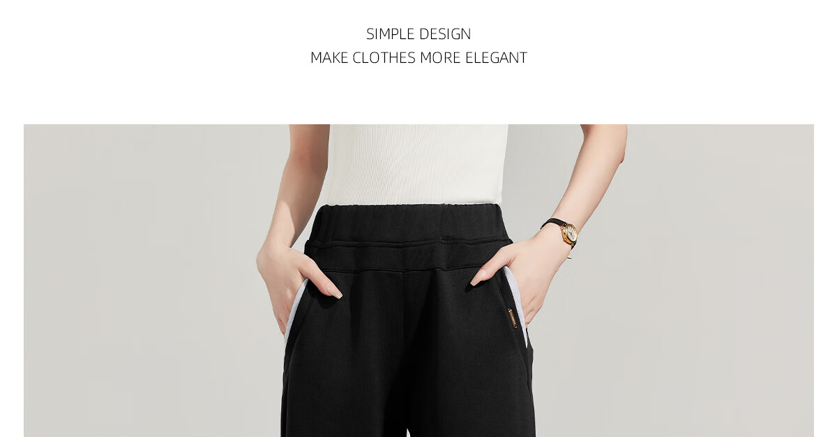 PinCai Women's Sports Pants Simple Solid Color Loose Straight Leg Elastic Waist Casual Pants P12KK5812 17