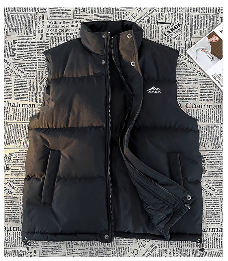 NASA MARVEL Cotton Vest Autumn Winter Men's Sleeveless Thickened Windproof Warm Couple Half Sleeve Jacket Black 4XL 3