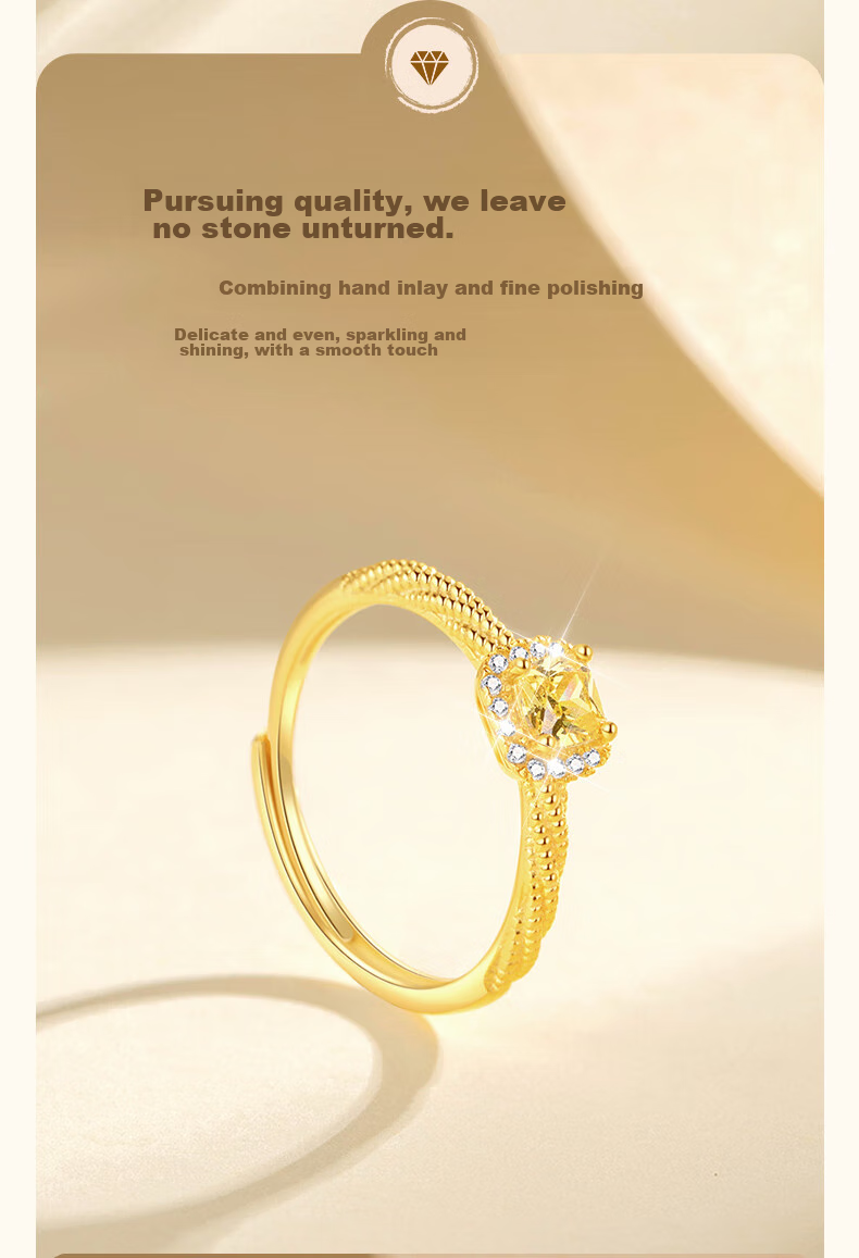 MOLADY Small Sugar Cube Silver Ring for Women, Gold Color Single Ring, Confession Proposal Birthday Gift for Girlfriend Or Wife on Valentine's Day, May 20th, Or Any Special Occasio 6