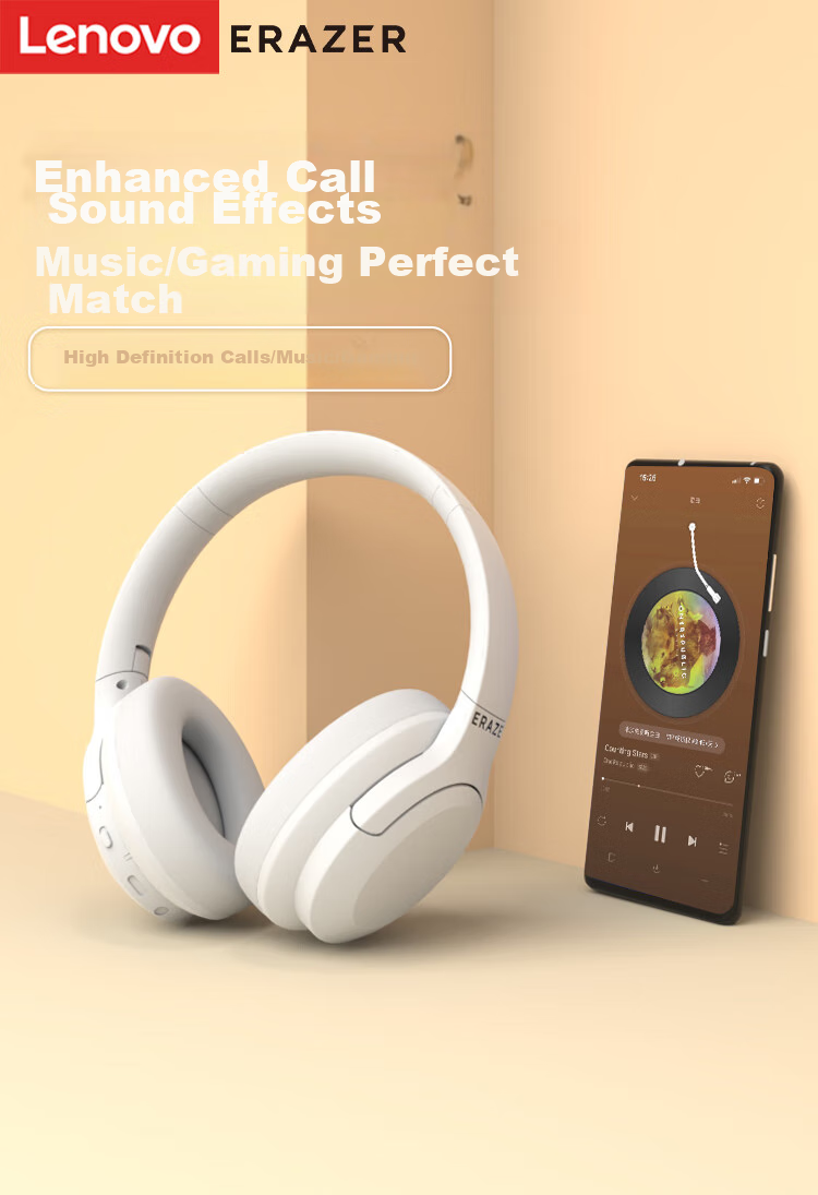 Lenovo Ecological Brand Yinin Wireless Bluetooth Over-Ear Headphones High-Quality Music Computer Gaming Sports Stereo Headphones Compatible with Sony Xiaomi Black 5