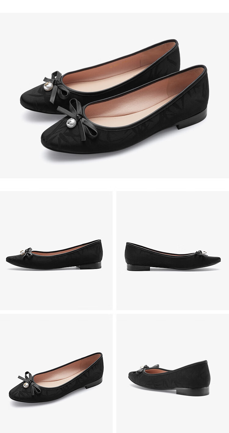 Le Saunda 2025 New Ink-Style Modern Chinese Commuter Low-Cut Low-Heel Women's Flats 5T02001 Black BKF Size 38 6