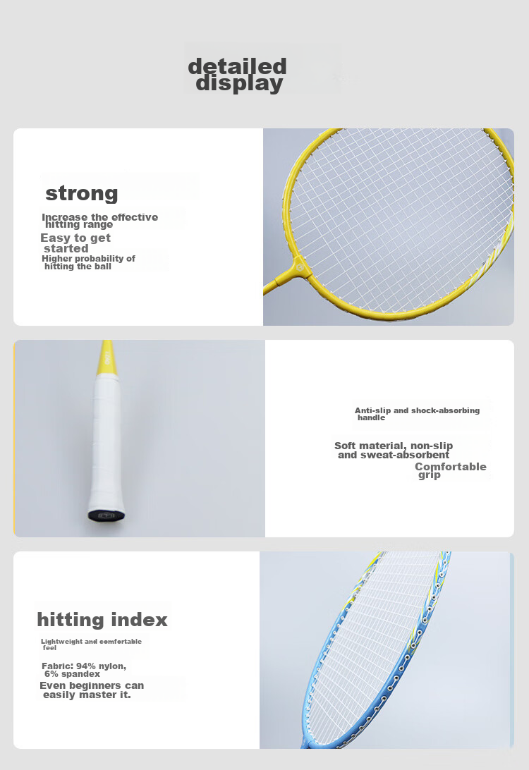 JD Original Iron Alloy Badminton Racket Set, Durable And Easy on Hands, Training Kit for Primary School Students Aged 6-13 10