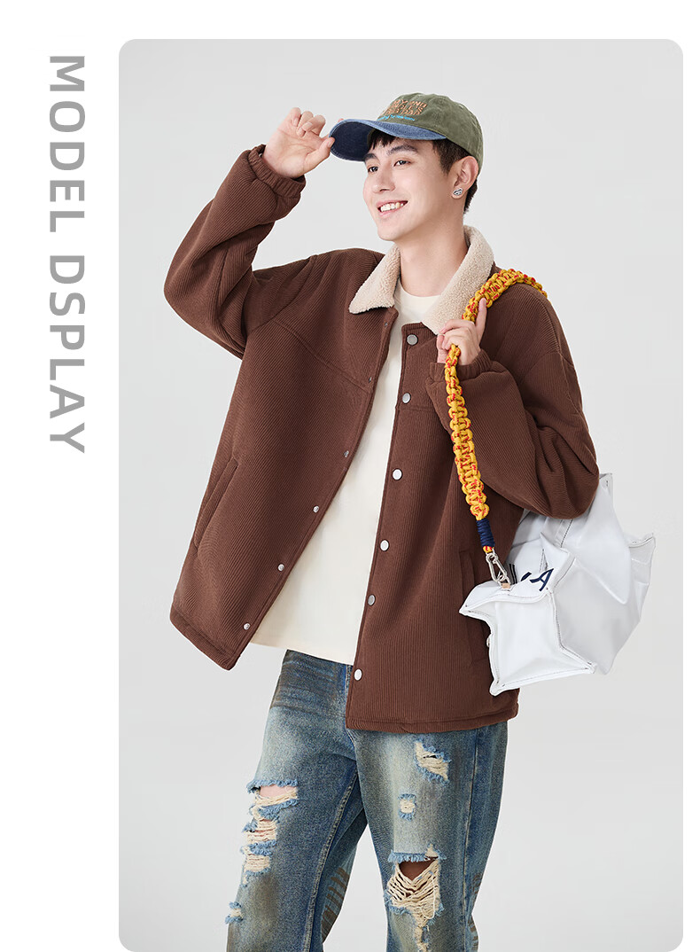 Baleno Men's Fleece-Lined Jacket Autumn Winter 2025 New Warm Windproof Textured Corduroy Cotton Jacket Cardigan 1