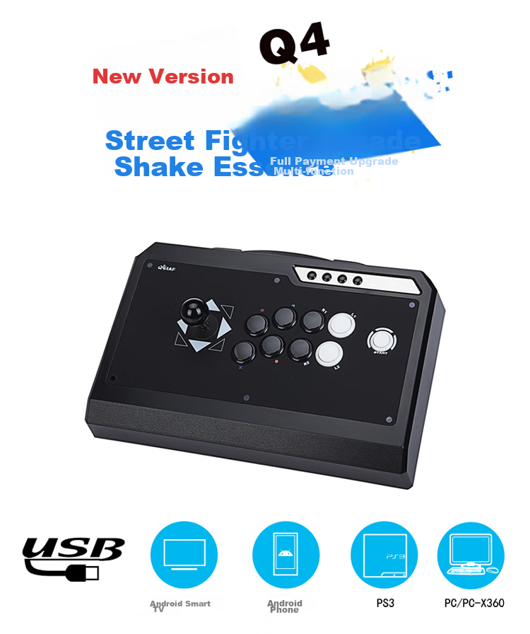 QANBA Q4-S3 SA Full Three-And Standard Black, Arcade Joystick Game Controller, PS3 Computer PC Switch2 Fighting 97 Steam Street Fighter 6 Iron Fist 8 Wolf Legend 2