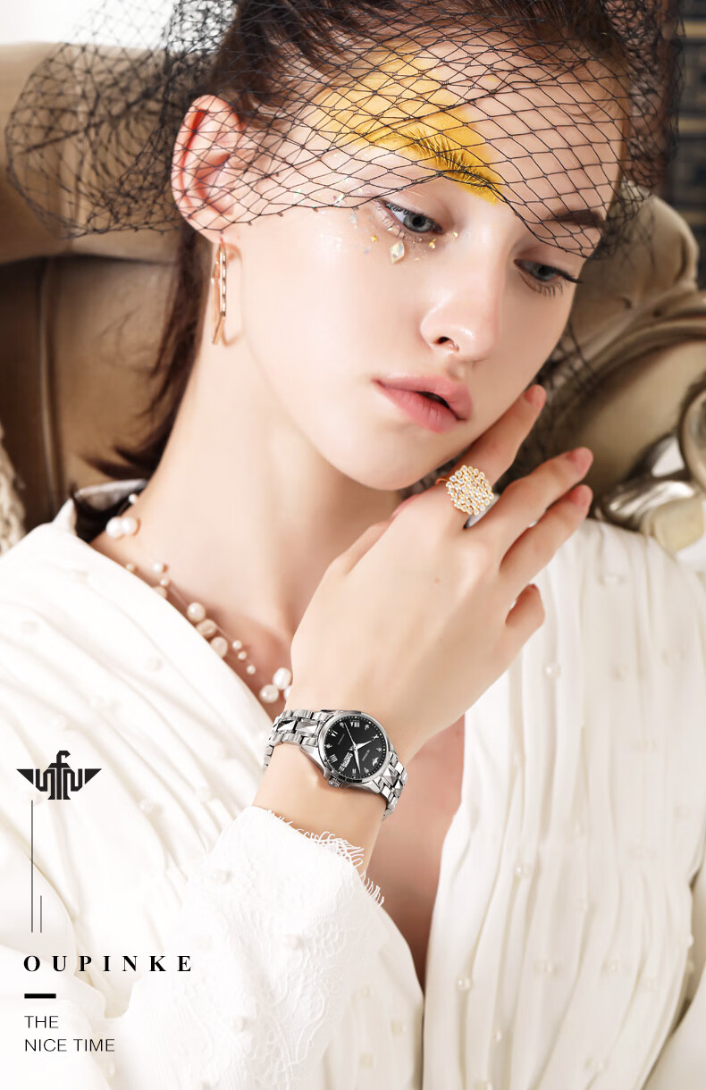 Oupinke Women's Fully Automatic Mechanical Watch, Skeleton Design with Diamond Inlay, Imported Movement, Butterfly Wristwatch, Birthday And 520 Gift for Girlfriend 13